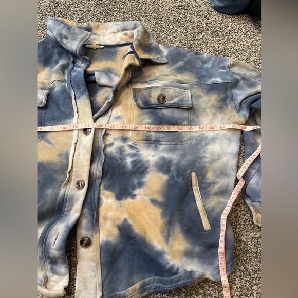 EASEL Womens Tie Dye Baggy Oversized Shacket Sweatshirt Elbow Patches M - Picture 10 of 11